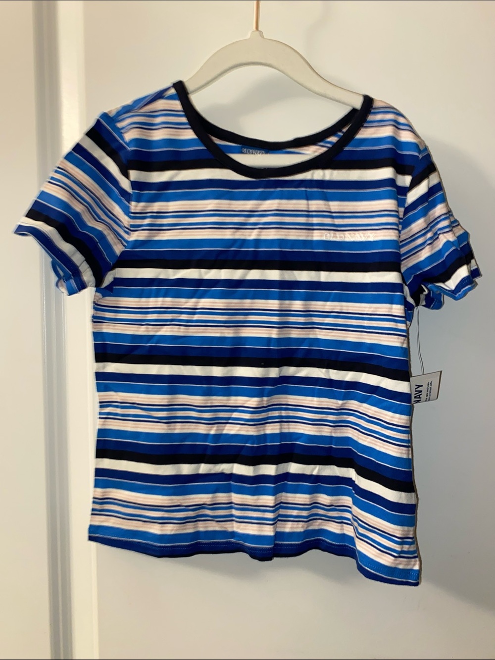 NWT Old Navy Striped Short Sleeve T-Shirt - Blue, White & Tan